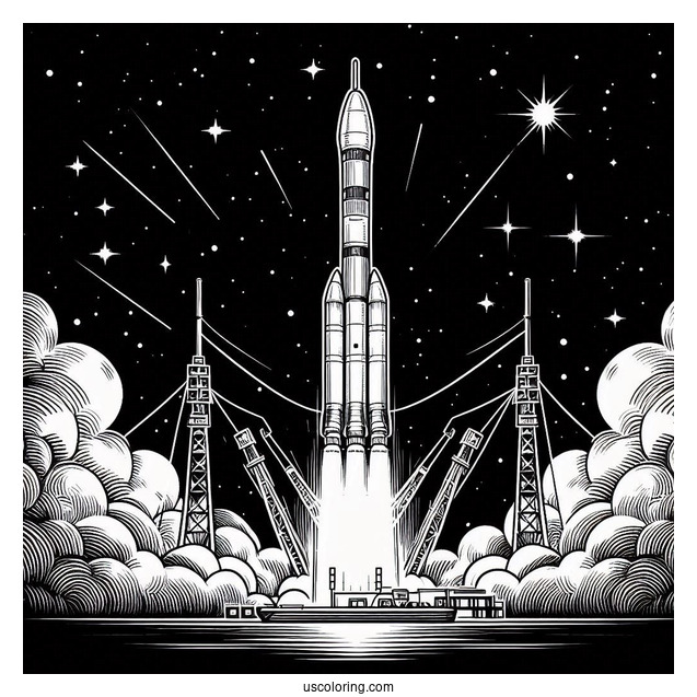Soyuz Rocket Launching From Pad Coloring PAge