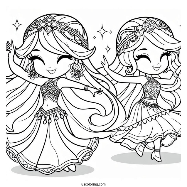 Shimmer And Shine Coloring Page Dancing For Kids