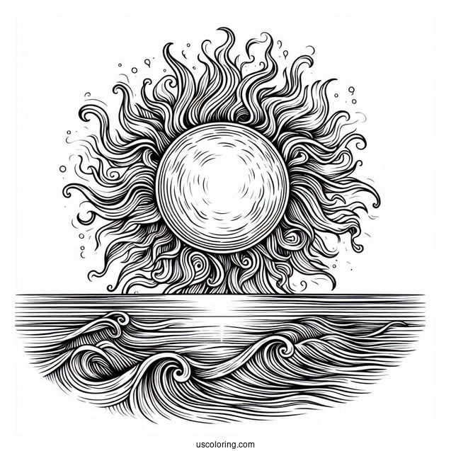 Large Smouldering Sun Over Ocean