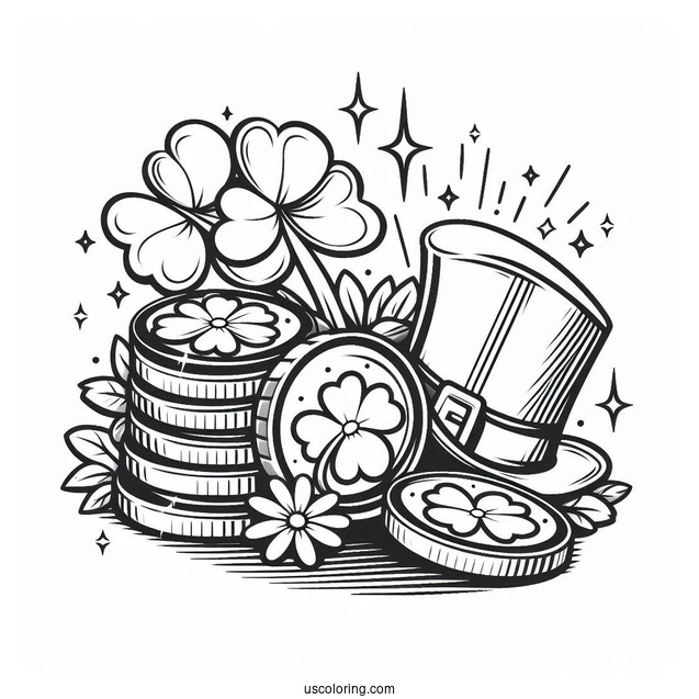 Lucky St Patrick_s Day Golden Coins To Color