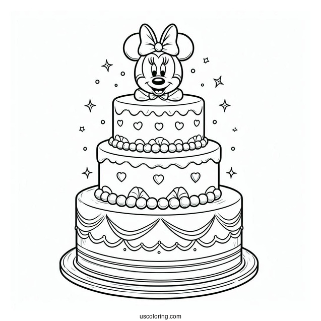 Three-Tier Cake With Minnie Mouse Topper