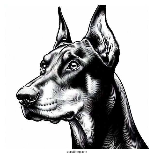 Close Up Of Alert Dobermann