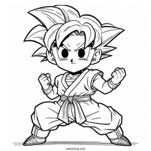 Dragon Ball Z Coloring Page Of Kid Trunks Ready to Fight For Kids