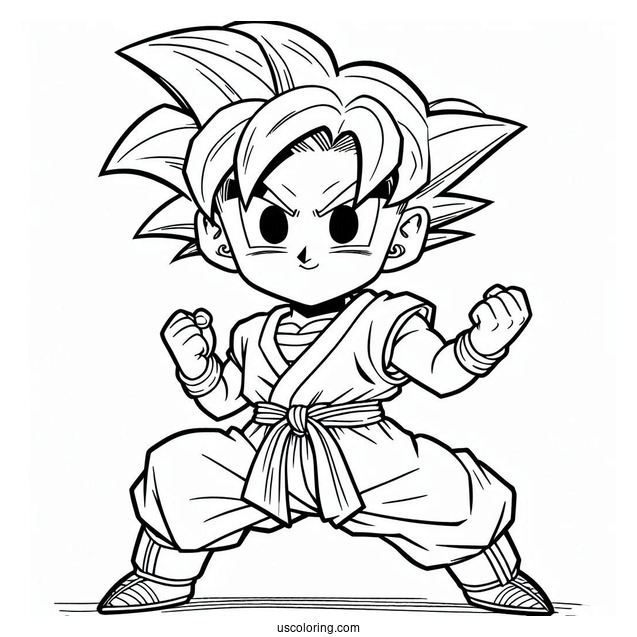 Dragon Ball Z Coloring Page Of Kid Trunks Ready to Fight For Kids