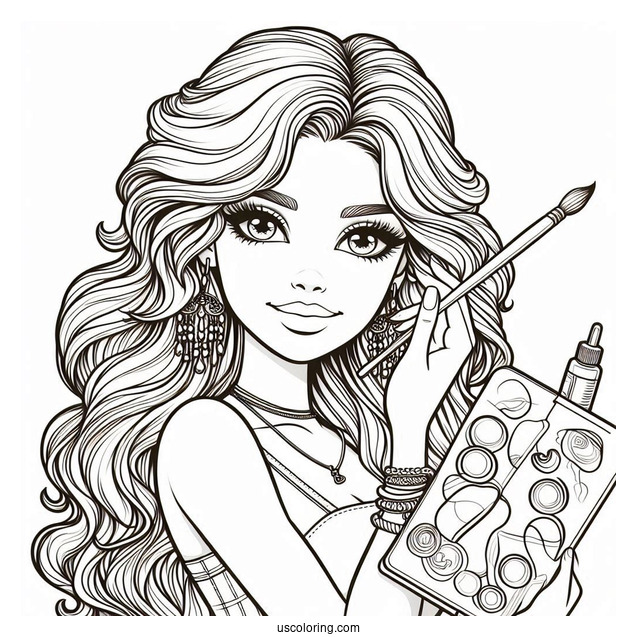 Artist Barbie Coloring Page