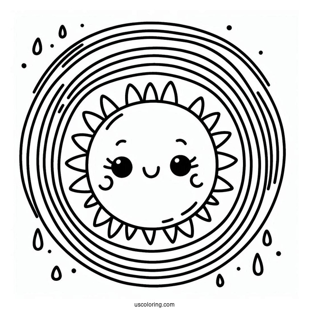 Smiling Sun With Rainbow