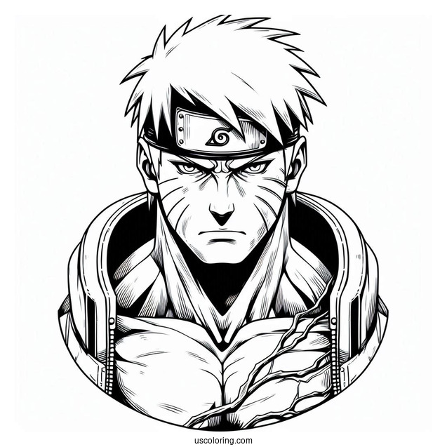 Muscular Kakashi Coloring Page Using Chidori And Sharingan