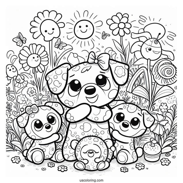 Poppy Playtime Coloring Page Of Display With Huggy Wuggies
