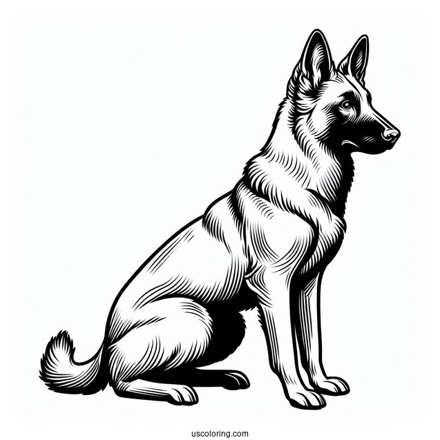 Outline Of Beglian Malinois Dog