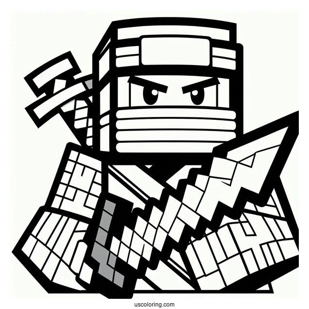 Minecraft Ninja Coloring Sheet For Kids