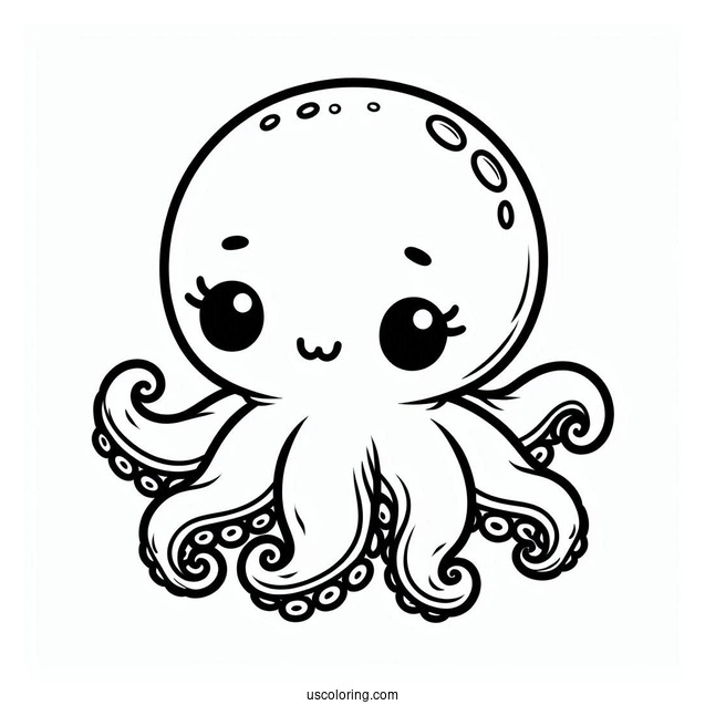 Cute Baby Octopus Coloring Page For Preschoolers