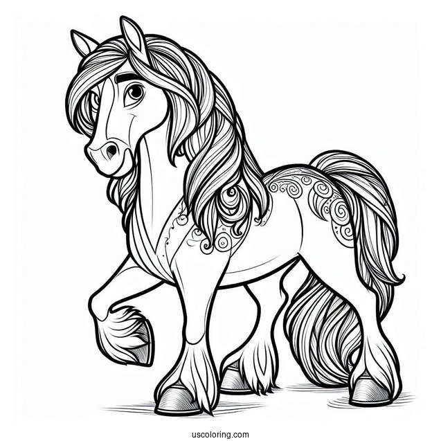 Coloring Sheet Of Maximus The Horse From Tangled