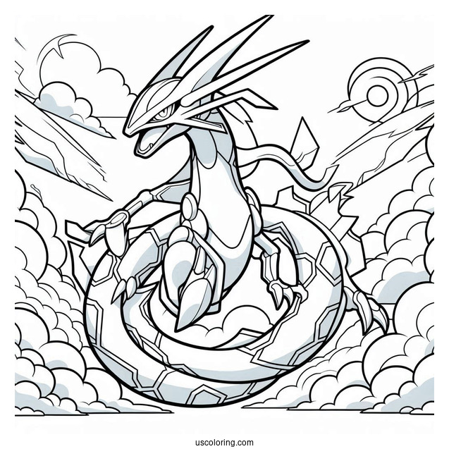 Mega Rayquaza Coloring Page In The Air