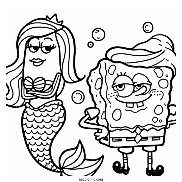 Mermaid Man And Barnacle Boy SpongeBob Coloring Page For Kids