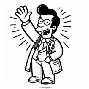 Simpsons Coloring Pages Of Dr Nick Riviera Waving For Kids