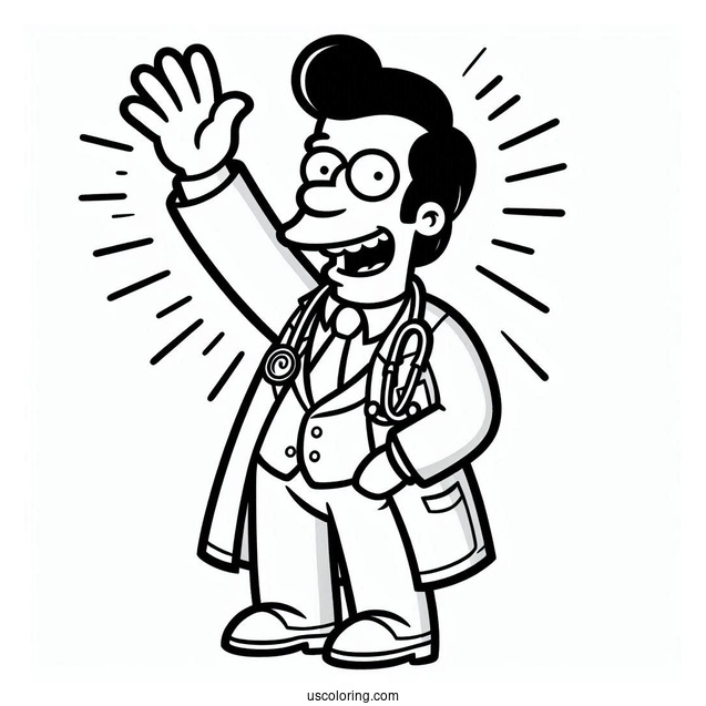 Simpsons Coloring Pages Of Dr Nick Riviera Waving For Kids