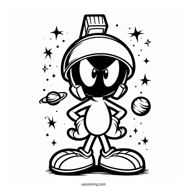 Marvin The Martian Outline Coloring Sheet For Preschoolers
