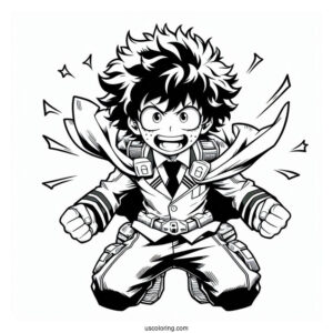 Deku Coloring Page In Battle