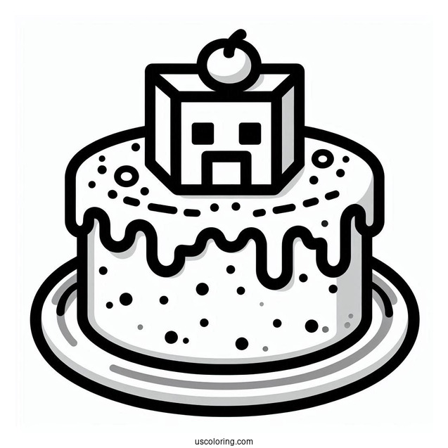 Easy Minecraft Cake Coloring Sheet