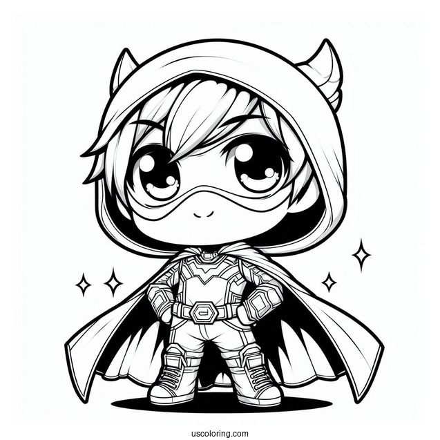 Chibi Superhero In Cool Outfit Coloring Sheet