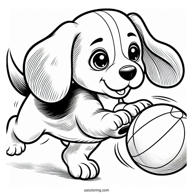 Beagle Chasing Ball To Color
