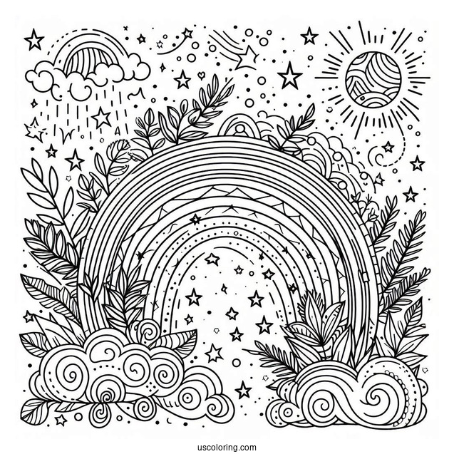 Simple Coloring Page Of a Magical Rainbow