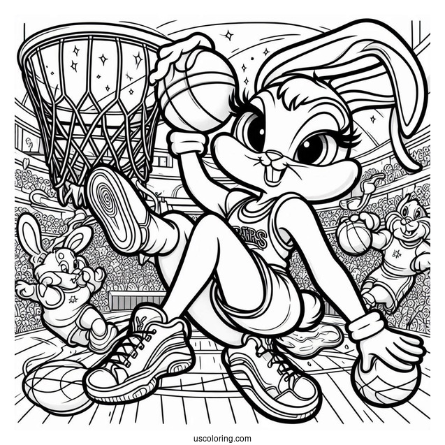 Lola Bunny Slam Dunks Coloring Page
