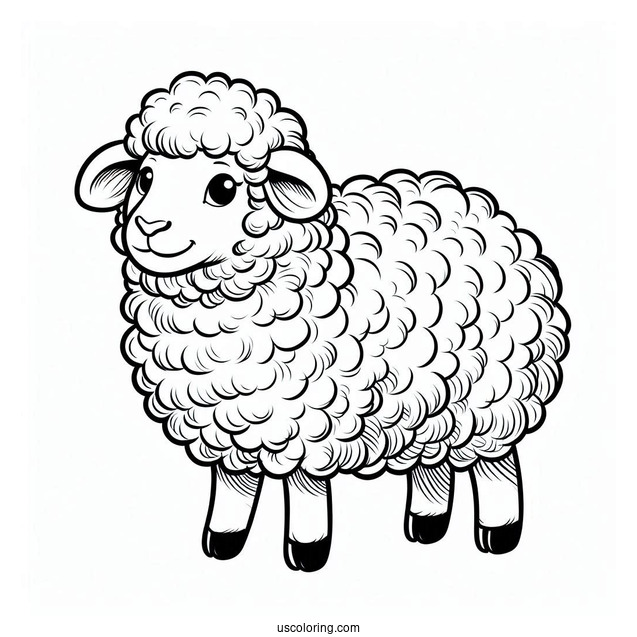 Big Fluffy Sheep Coloring Sheet