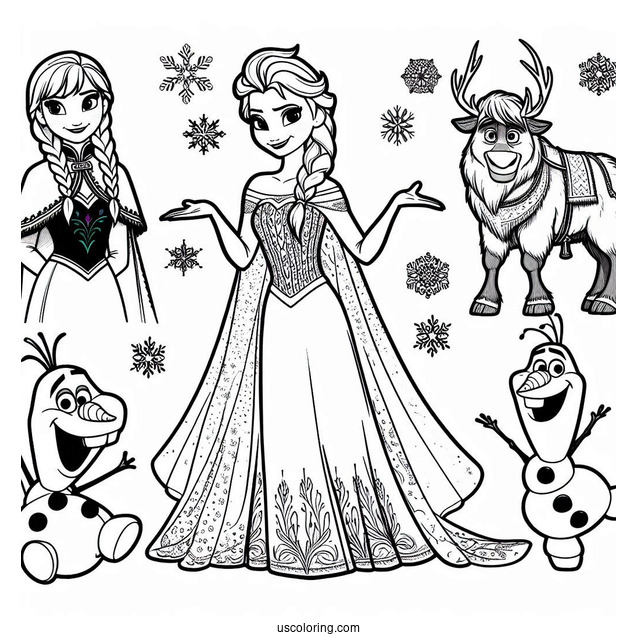 Elsa, Anna, Sven, Olaf, And Kristoff