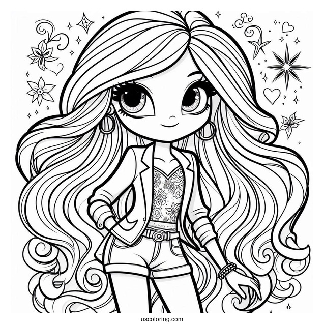 Shimmer And Shine Coloring Page Leah In Casual Clothes For Kids
