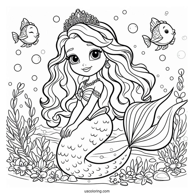Mermaid Sofia The First Coloring Page With Princess Amber At Sea