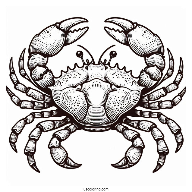 Crab Coloring Page With Detailed Shell