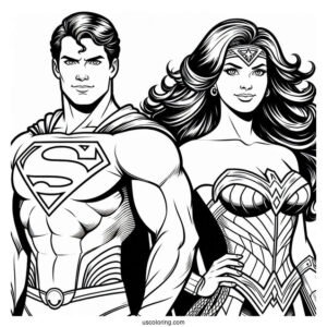 Superman And Wonder Woman Coloring Sheet