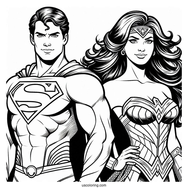 Superman And Wonder Woman Coloring Sheet