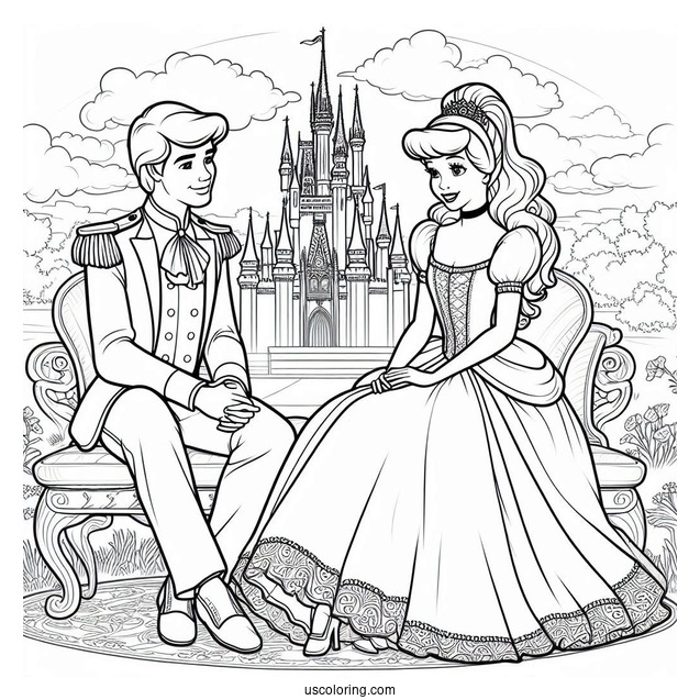 Easy Cinderella Prince Charming Coloring Sheet