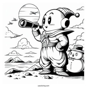 Easy Mr. Popo at the Lookout Dragon Ball Z Coloring Page For Kids