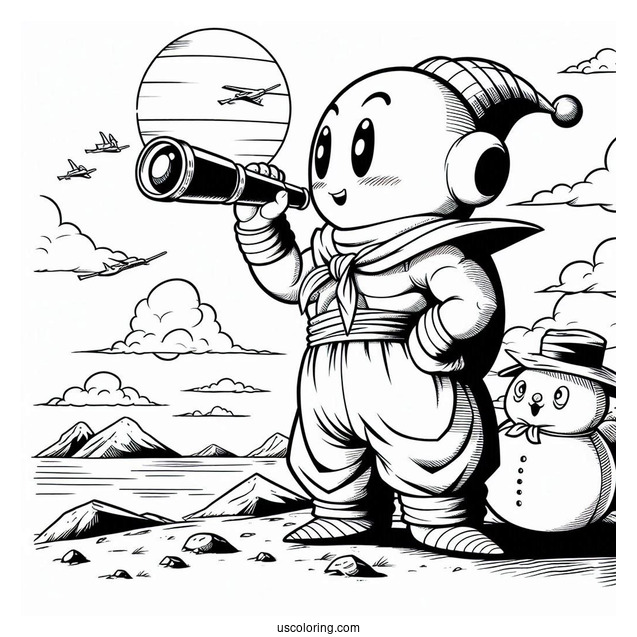 Easy Mr. Popo at the Lookout Dragon Ball Z Coloring Page For Kids