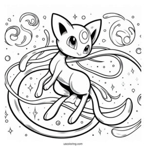 Detailed Mysterious Tail Mew Coloring Page Pokemon Card