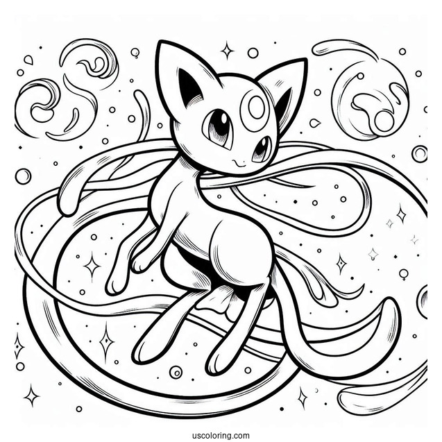 Detailed Mysterious Tail Mew Coloring Page Pokemon Card
