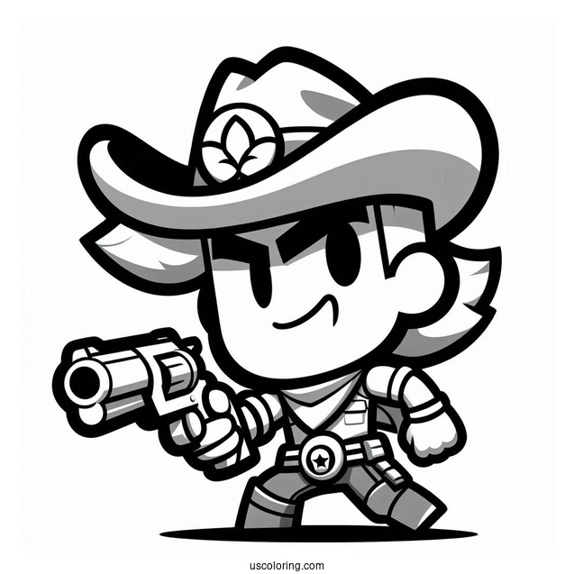 Brawl Stars Coloring Page Of Colt Smirking While Pointing Gun