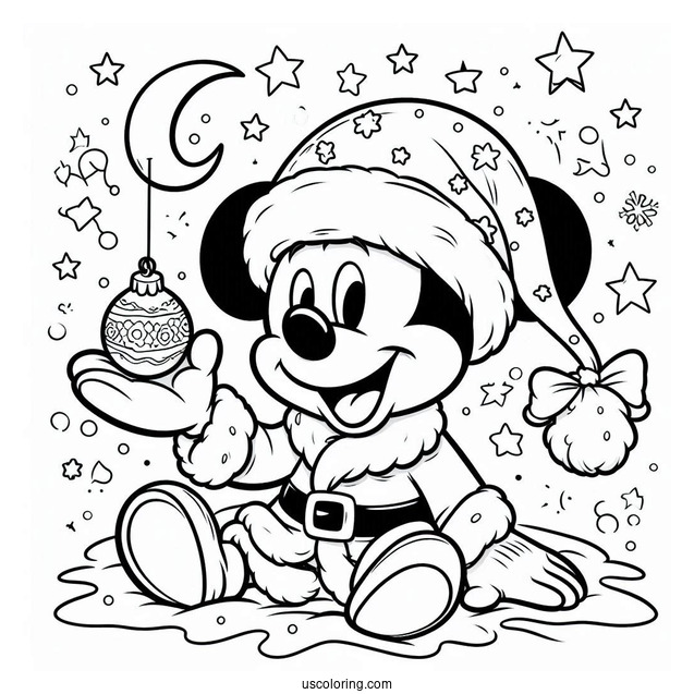 Mickey Mouse Santa Coloring Page