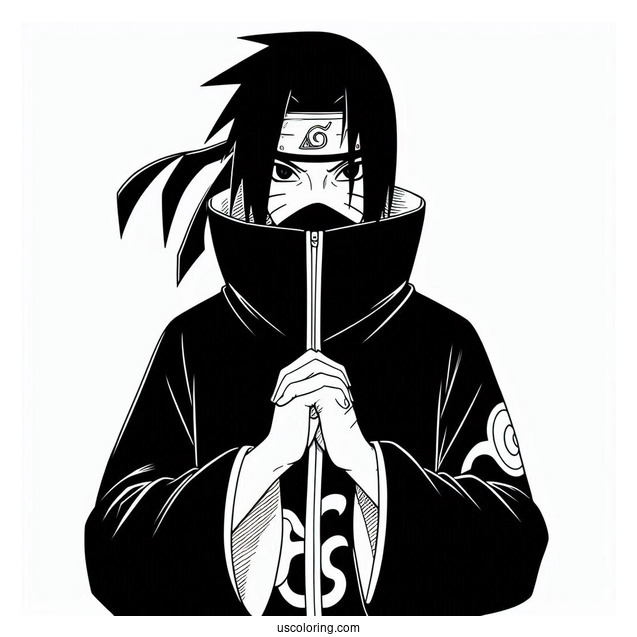 Naruto Coloring Page of Uchiha Itachi In Akatsuki Robe