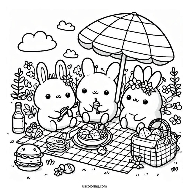 Sumikko Gurashi Coloring Page Of Backyard Picnic With Minnikos