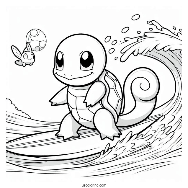 Squirtle Coloring Page Of Surfing With Magikarp