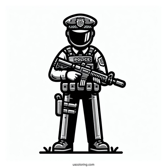 Police State Trooper To Color