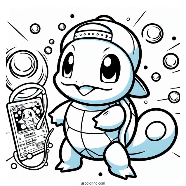 Squirtle Coloring Page Of Bubble Attack Pokemon Card