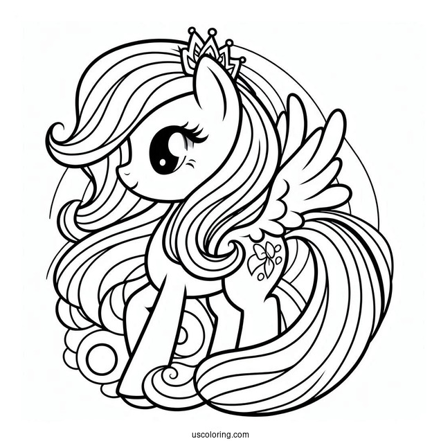 Outline of Princess Rainbow Dash for Preschoolers