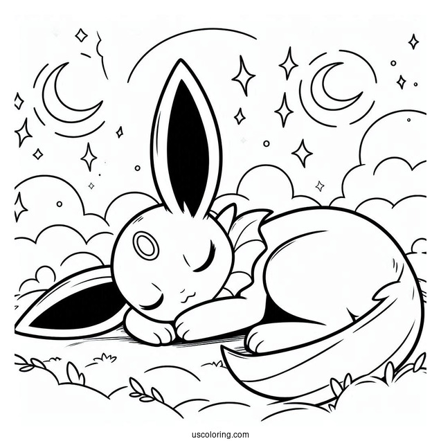 Cute Sleeping Sylveon Coloring Page