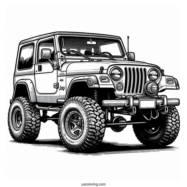 Detailed Jeep 4X4 Coloring Page