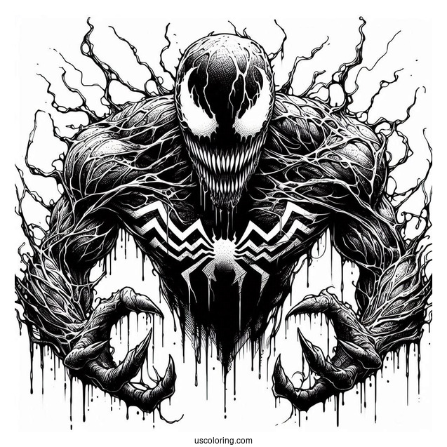 Detailed Close Up Of Carnage Coloring Page